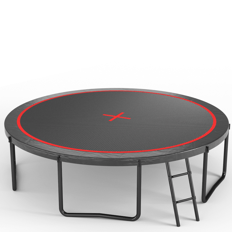 12FT Round Trampoline with Safety Enclosure, Basketball Hoop & Ladder, Galvanized Steel Frame, Outdoor Backyard Trampoline for Kids, Black