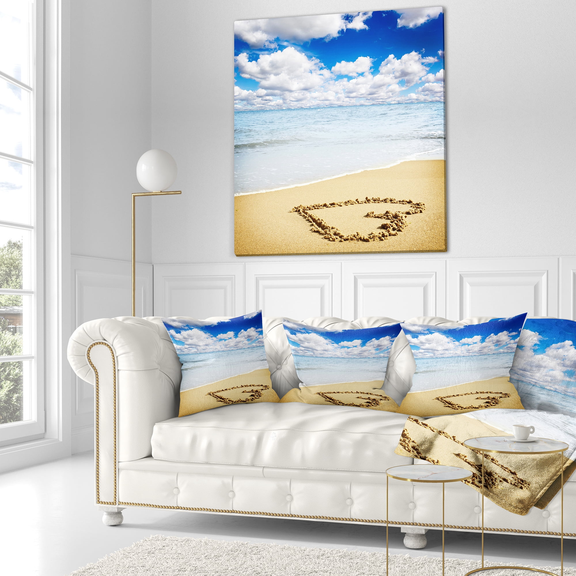 Designart 18" x 18" Multi-color Sea Shore Polyester Throw Pillow