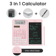 NEWYES Scientific Calculators for Students, 82 MS Foldable Cute Math Calculator with Notepad,10-Digit Large Screen, for Middle High School Supplies & College (Pink)