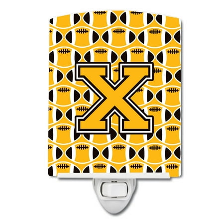 

Caroline s Treasures CJ1080-XCNL Letter X Football Black Old Gold and White Ceramic Night Light 6x4x3 multicolor