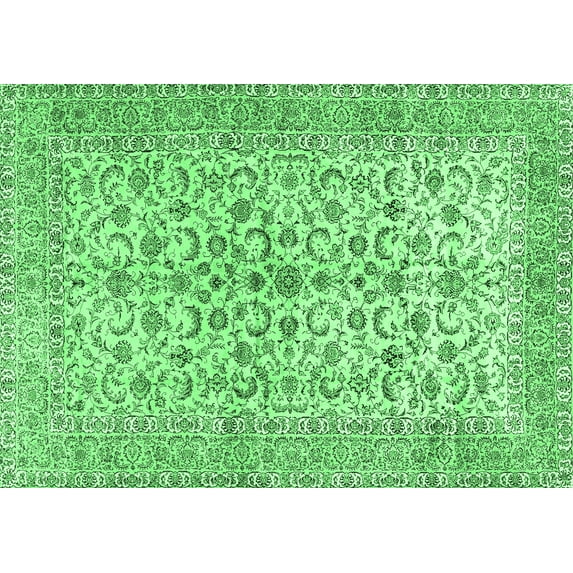 Ahgly Company Indoor Rectangle Persian Emerald Green Traditional Area Rugs, 4' x 6'