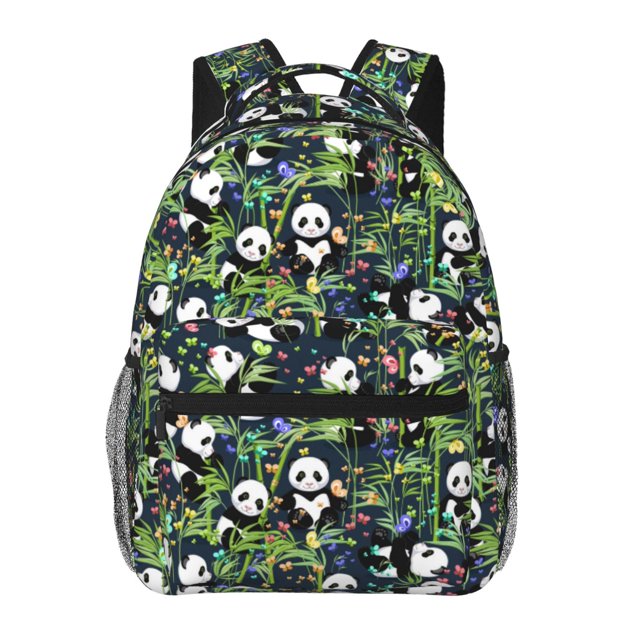 Disketp Fun Panda Playing With Bamboo Leaves Mochila Estampada para Hombre y Mujer – Mochila Ligera Clásica con Múltiples Bolsillos para Universidad, Trabajo y Viajes-One Size