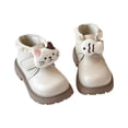 thumbnail image 2 of Afuyipoi Toddler Kids' Warm Fleece Lined Martin Boots Faux Leather Zipper Short Boots for Winter Size 5.5 Toddler - 2 Big Kid White Size 12 Little Kids, 2 of 10