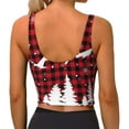 thumbnail image 4 of Goofa Christmas Tree Buffalo Plaid Printed Sports Bras for Women, High Impact Running Bra Workout Crop Tank Tops Longline Sports Bra Push up-Large, 4 of 9