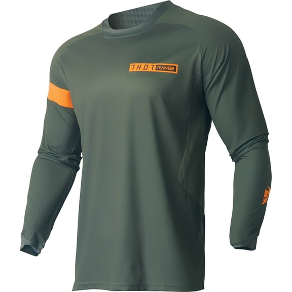 Thor Range Mens MX Offroad Jersey Army/Orange LG
