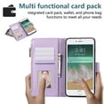 thumbnail image 5 of for iPhone 8 Plus/7 Plus Wallet case with Card Holder for Women Men,Phone case RFID Blocking PU Leather Flip Cover with Strap Zipper Credit Card Slots,Kickstand,With Wrist Strap,Purple, 5 of 9