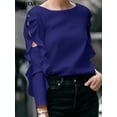 thumbnail image 4 of Blusa elegante de otoño VONDA de talla grande 5XL, color liso, a la moda, para mujer, 2024, con volantes, manga larga, holgada, informal, 4 of 5