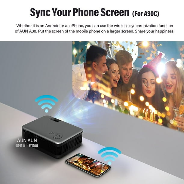 AUN A30C Pro MINI projecteur LED extérieur videoprojecteur batterie Smart  TV Box Home cinéma Écran miroir smartphone pico retro projecteur vidéo 4k  via Port HD 
