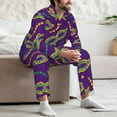 thumbnail image 7 of Honeii Carnival Masks and Beads Pattern Mens Pajamas Set,2pcs Men's Lounge Long Sleeve Sleep Shirt and Pajama Bottoms Sleepwear Set,Mens Pjs Sets-Large, 7 of 7