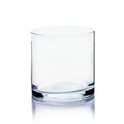 WGV Clear Cylinder Glass Vase - 4" Wide x 4" Height, Good quality, Heavy Weighted Base - 1 Pc