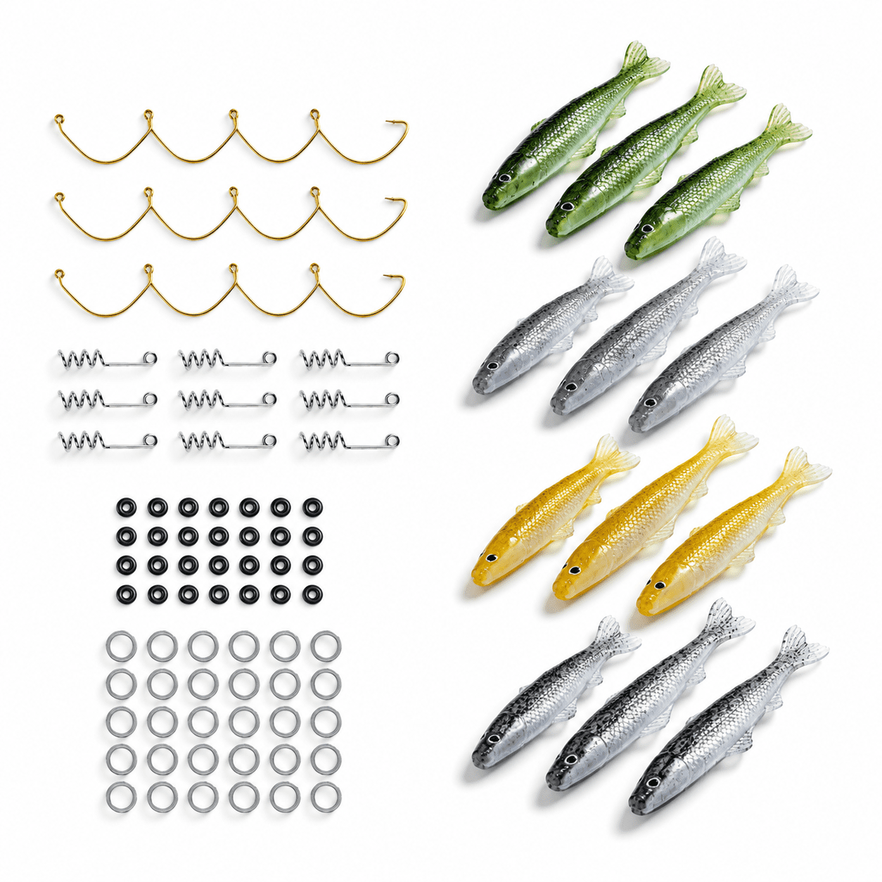 Soft Fishing Lure Kit: Lifelike Injured Minnow Plastic Bait For Trout Walleye Multi-size Swimbait Lures With Hooks And Hardware