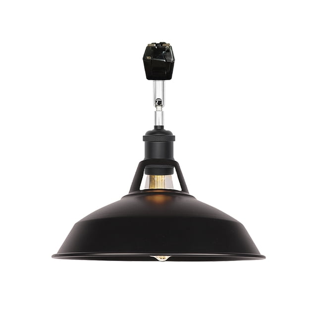 FSLiving J-Type Track Lighting E26 Base Industrial Adjustable Angle Lamp Black Metal Shade with Matte Black Socket Track Light Fixture for Slope Ceiling Gimbal,Bulb and Track Not Included - 1 Light