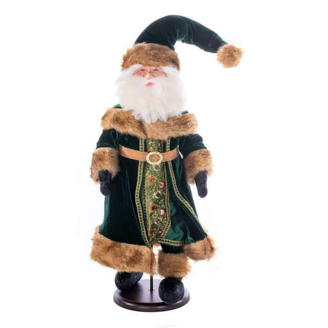 Vickerman KV211218 Figurines de Poupée Père Noël en Velours Vert Émeraude de 18 Pouces avec Support