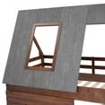 thumbnail image 4 of Wood Twin Size House Bunk Bed with Roof, Ladder and 2 Windows, Oak & Smoky Grey, 4 of 10