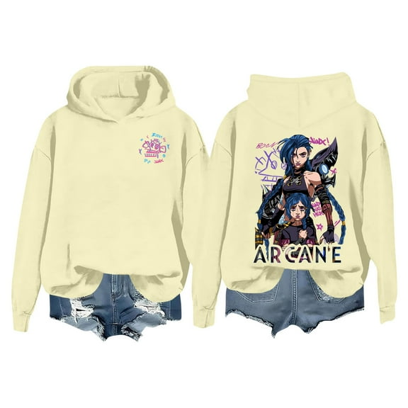 KYGABAK League of Legends Arcane Jinx Sweatshirt Arcane Hoodie for Men Women Jinx Hoodie Women Fashion O Neck Long Sleeve Printed top Hoodie Sweatshirt