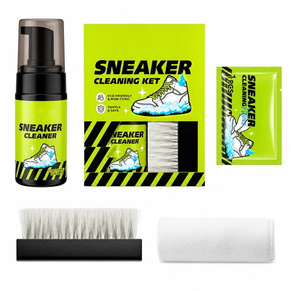 Cleaning Kit Foam Cleaner With Brush Towel Wipe - Shoe Cleaner For White Shoes Leather Mesh Fabric - Deep Clean 100ml
