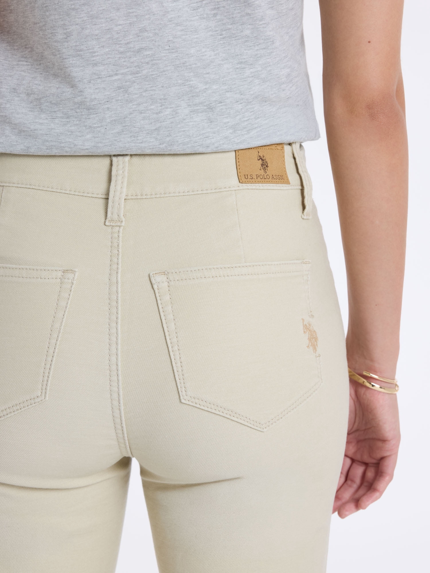 U.S. Polo Assn. Women's Patch Pocket Flare Knit Denim Pants