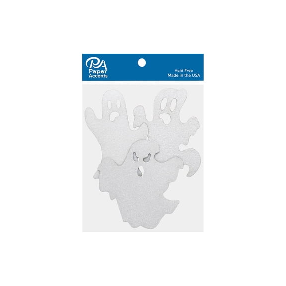 Glitter Shape 6pc Ghosts White