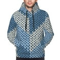 thumbnail image 3 of Zufioo Cozy Knitted Blue Chevron Design Fleece Comfortable Hoodie for Mens,Sweatshirt for Men,Pullover Hooded Sweatshirt for Men -4X-Large, 3 of 5