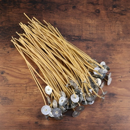 NEXIMO 100Pcs Twine Beeswax Candle Wicks for Organic Candle Making Low Smoke Pre-Waxed Natural Beeswax Cotton