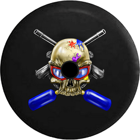 2018 2019 Wrangler JL Backup Camera Paintball Skull Guns Spare Tire Cover for Jeep RV 32 (Best Paintball Gun 2019)