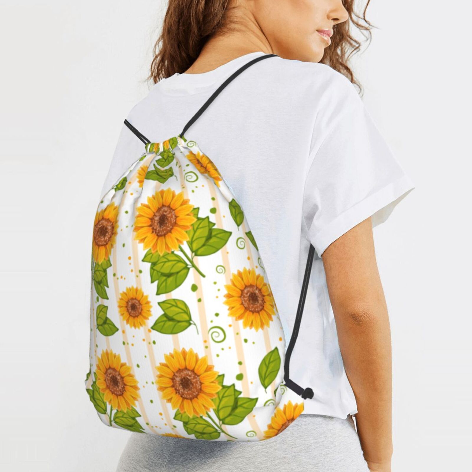 XMXT Unisex Drawstring Backpack for Women Men, Sunflower Decor