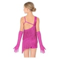 thumbnail image 2 of TiaoBug Girls Sequins Latin Dance Dress Tassel Leotard Fringed Bodysuit with Gloves Ballroom Dancing Outfit Hot Pink 8, 2 of 6