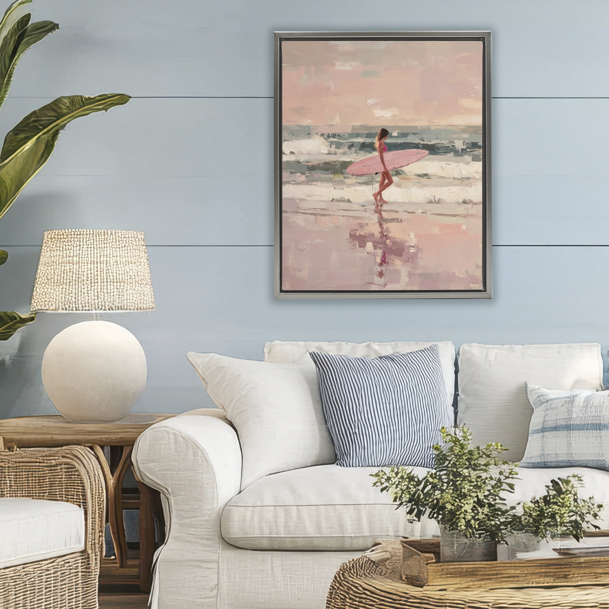 Stupell Industries Rider Of The Waves Gray Framed Floater Canvas Wall Art, design by Svetlana Aleynikova