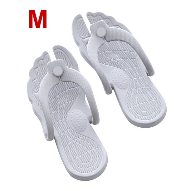 Inteprter Zapatillas de viaje, chanclas portátiles, antideslizantes, baño, playa, baño, sandalias de playa para verano Juegos de accesorios de baño gris claro METRO