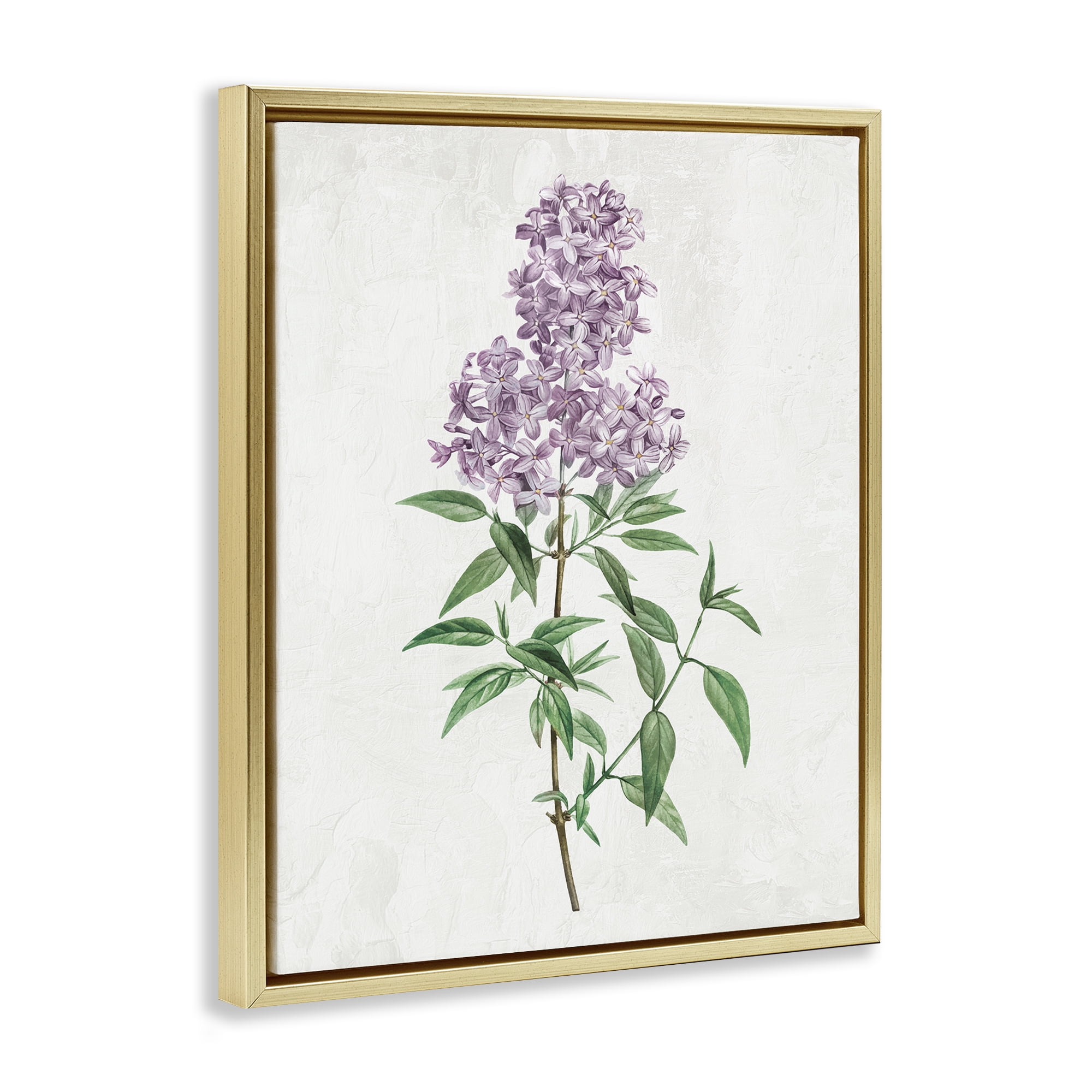 Stupell Industries Lilac Blossoms Blooms Gold Framed Floater Canvas Wall Art, design by Kim Allen