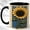 Black, variant on Classic Sunflower Coffee Mug, Rustic Floral Mug, Ceramic 11 oz
