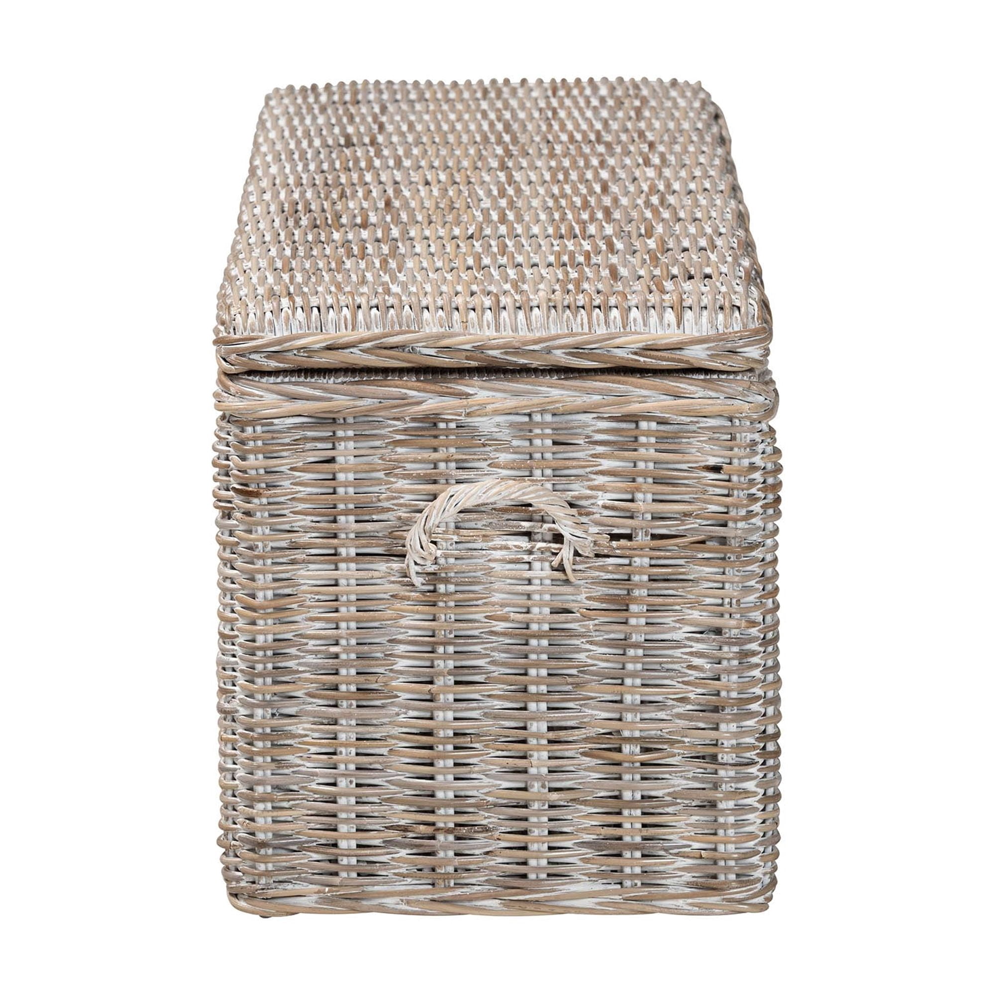 bali & pari  Clarette Boho Storage Bench, Whitewash Kubu Grey
