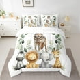 thumbnail image 2 of Manfei Wild Animal Wolves 7 Pieces Bedding Comforter Set,Zebra Lions Giraffe Full Bedding Set,Cute Zoo Animal Fitted Sheet Flat Sheet For Girls Kids,Breathable Home Decor Reversible, 2 of 8