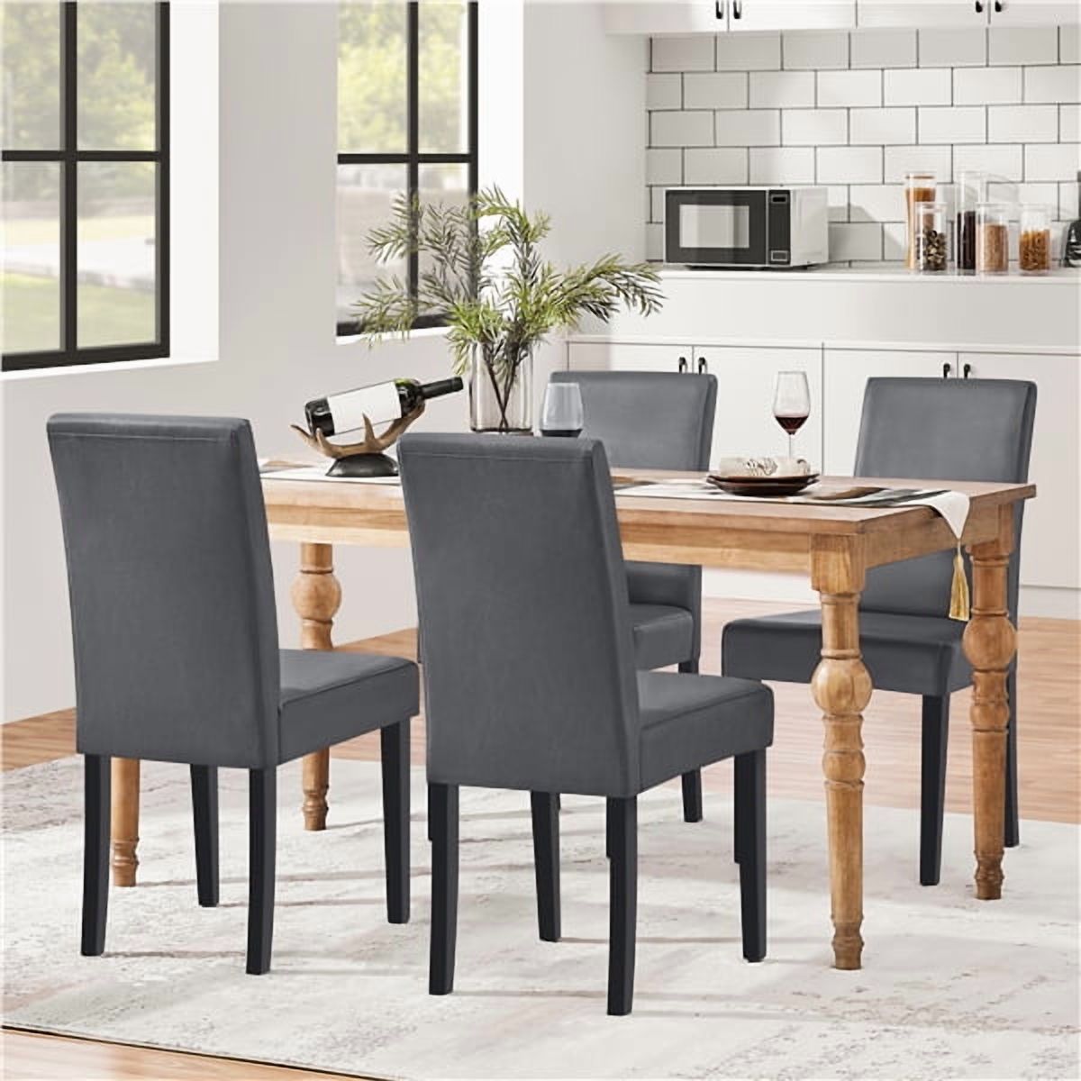 Yaheetech 4pcs Dining Room Chairs High Back Padded Kitchen Chairs, Gray