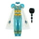 thumbnail image 1 of Vestido de jazmín para niñas, disfraz de princesa Aladino, disfraz de fiesta de cumpleaños para niños, Top + pantalón + diadema, conjunto de Vestidos, ropa 5-6T (etiqueta 130) Gao Jinjia LED, 1 of 2