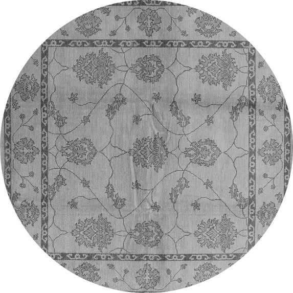 Ahgly Company Indoor Round Oriental Gray Industrial Area Rugs, 7' Round