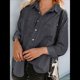thumbnail image 4 of Camisas de Mujer con Botones y Cuello en V, Camisa Informal Holgada Negro L, 4 of 9