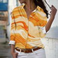 thumbnail image 1 of Fiudx Tops para Mujer Camisa con Botones de Solapa Estampada Serie Naranja Informal Regular de Manga Larga para Mujer, 1 of 4