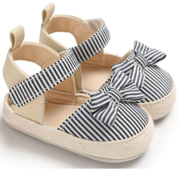 CHENGYU Baby Soft Sole Canvas Sandals Bowknot Flat Anti Skid Fashion Breathable Toddlers