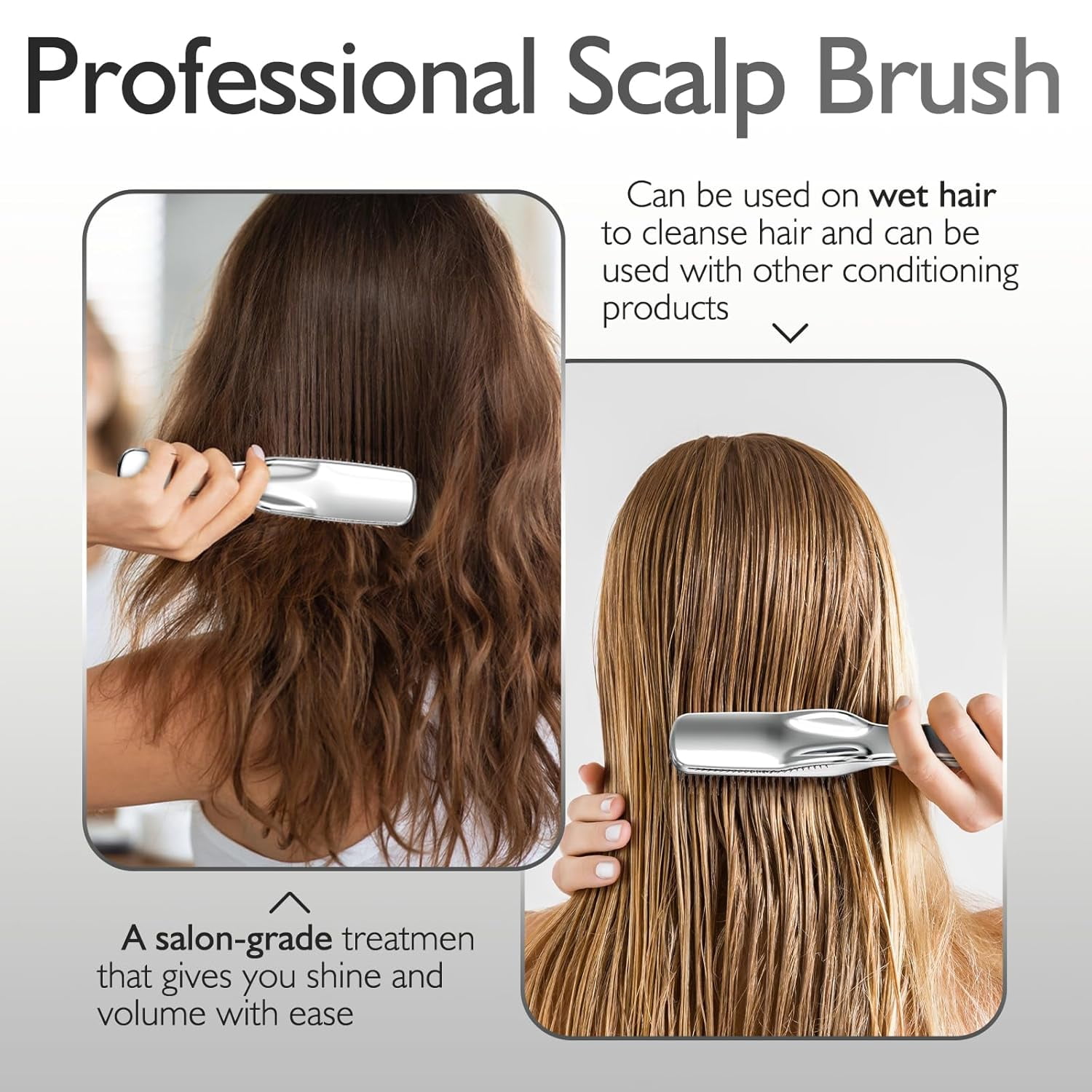 ABPETE Detangling Hair Brush, Dry and Wet Detangler Hair Brush for Women and Men, Massager Scalp Brush for Straight/Long/Fine Hair, Silver
