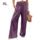 thumbnail image 5 of Pantalones de verano Minnieouse color sólido Casual Pierna ancha Morado XL, 5 of 5