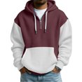 thumbnail image 2 of Y2K Style Men's Quarter-Zip Hooded Waffle Knit Sweatshirt, Thickened Fleece Texture Pullover, Fall Spring Retro Fashion,Light Brown,2XL, 2 of 5