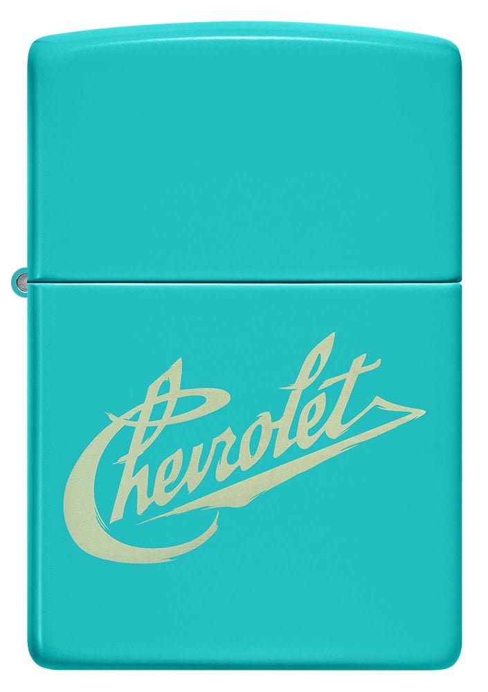 Zippo Chevy Script Logo Flat Turquoise Pocket Lighter