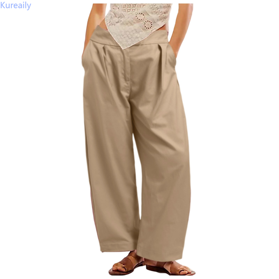 Kureaily Women Baggy Wide Leg Jeans Barrel Boyfriend Denim Pants Straight Leg Pant