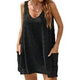 thumbnail image 2 of UVN Summer Swimsuit Coverups for Women Bathing Suit Ladies Pom Pom Beach V Neck Tank Dress with Pockets, 2 of 8