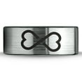 thumbnail image 2 of Tungsten Infinity Heart Shaped Emoji Art Band Ring 8mm Men Women Comfort Fit Brushed Gray Flat Cut Black Polished, 2 of 4