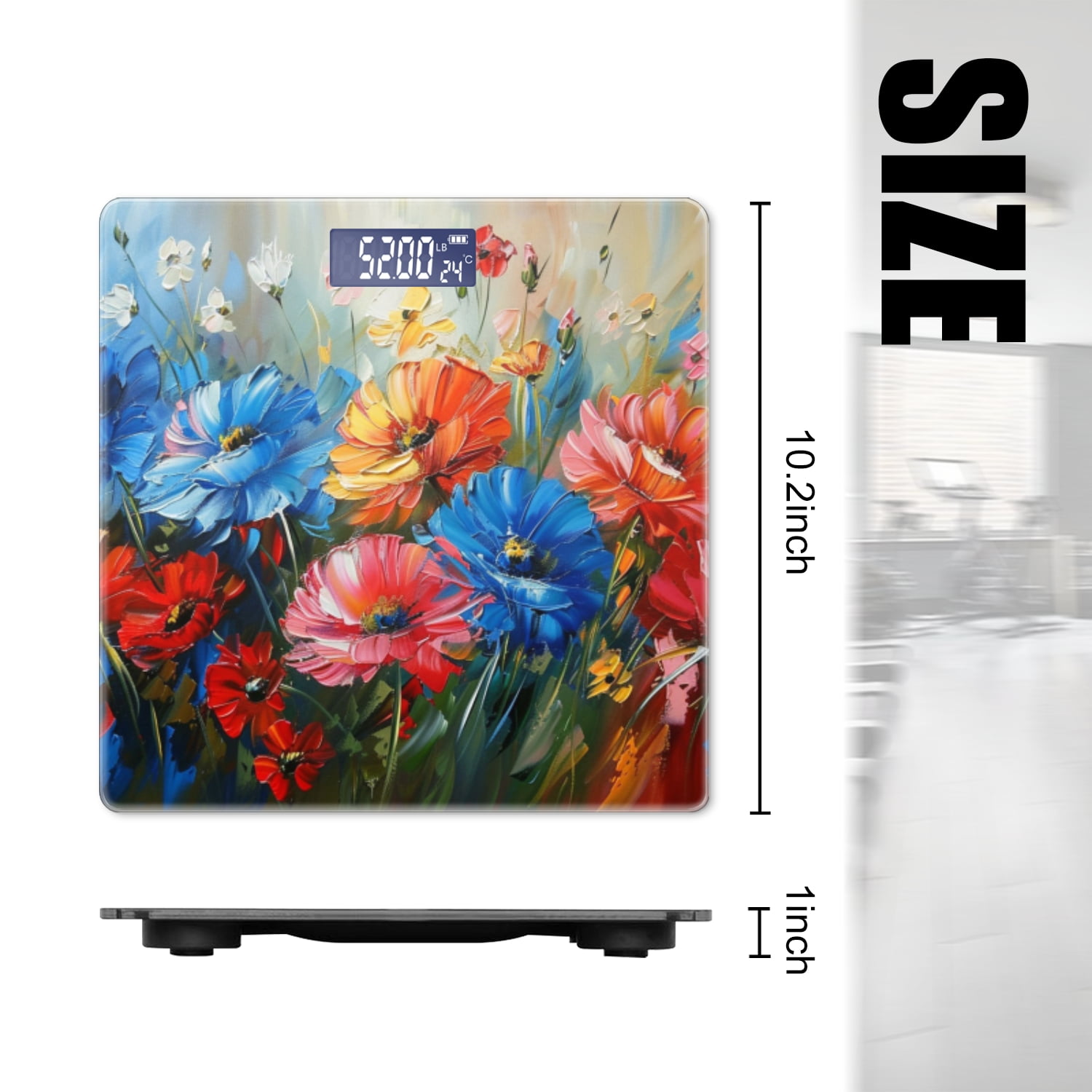High Precision Body Weight Scale Smart Bathroom Scales with Large LCD Display(400lbs),Decorative for Bedroom-Colorful Flowers In The Meadow