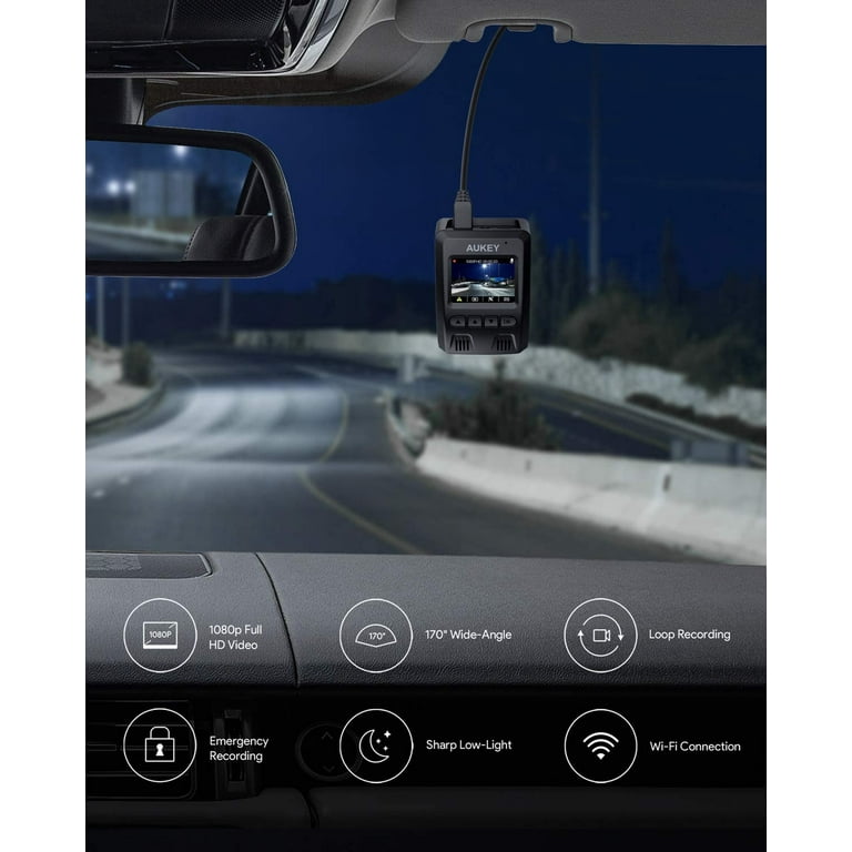 AUKEY Wi-Fi Dash Cam 1080p FHD Dash Camera Car Camera with 6