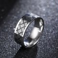 thumbnail image 3 of Mens Stainless Steel Vintage Geometric Engraved Ring, 8mm Titanium Steel Band, Smear Pattern Fashion Jewelry, 3 of 5