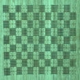 thumbnail image 1 of Ahgly Company Indoor Square Checkered Turquoise Blue Modern Area Rugs, 5' Square, 1 of 4